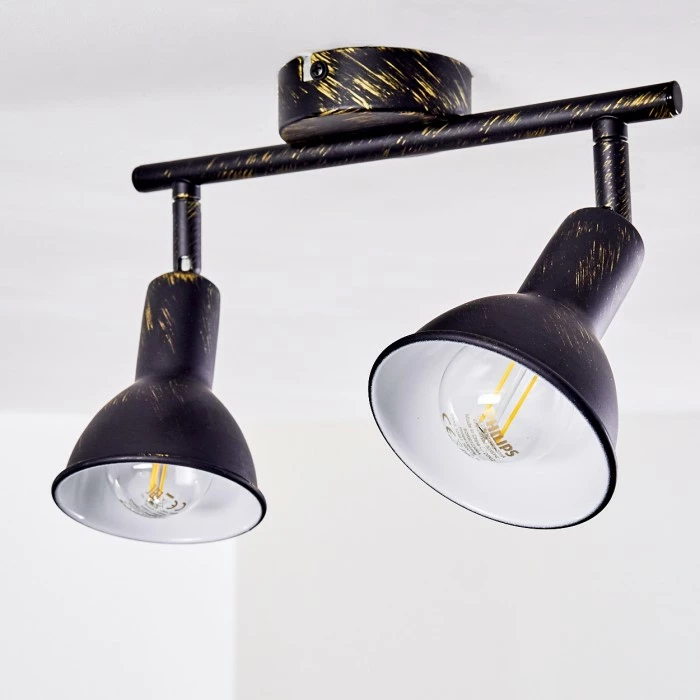 Hofstein Polmak Deckenspot Schwarz-Gold, 2-flammig – Bild 6