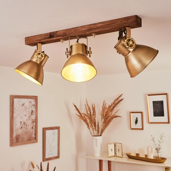 Hofstein Porcia Deckenleuchte Holz dunkel, 3-flammig