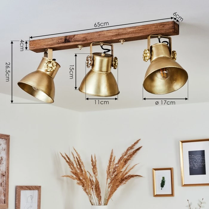 Hofstein Porcia Deckenleuchte Holz dunkel, 3-flammig – Bild 4