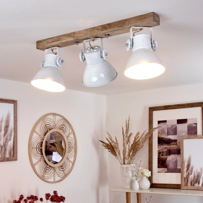 Hofstein Porcia Deckenleuchte Holz dunkel, 3-flammig