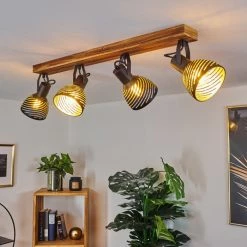 Hofstein Racolo Deckenleuchte Holz dunkel, 4-flammig