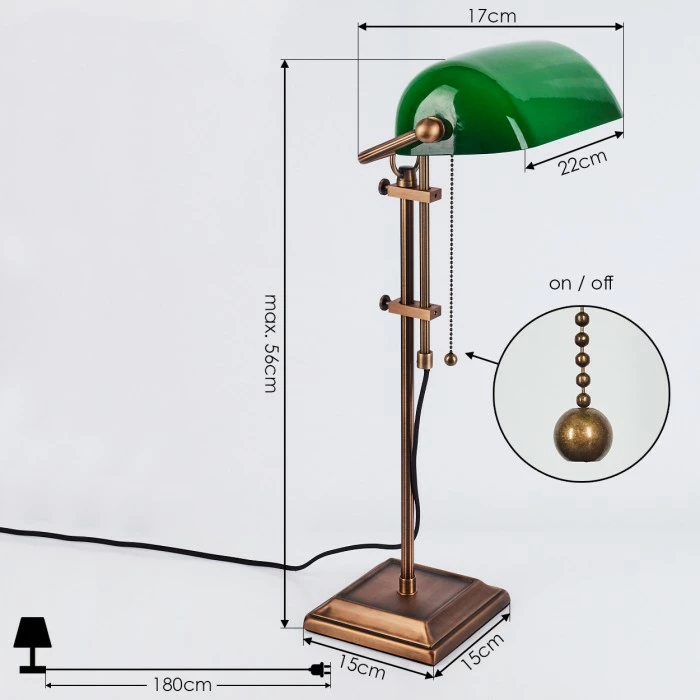 Hofstein Ragaz Bankerlampe Bronze, 1-flammig – Bild 4