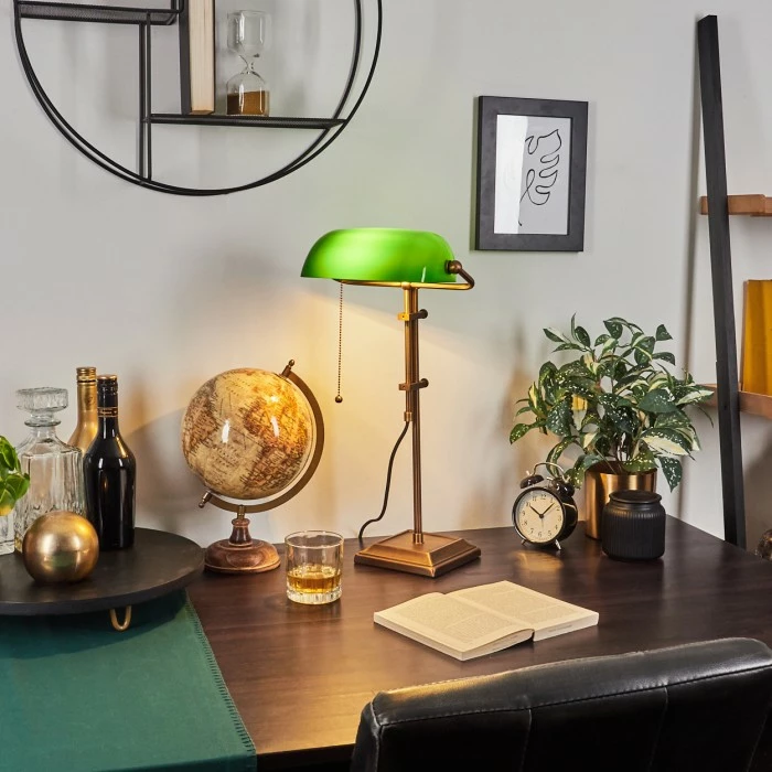 Hofstein Ragaz Bankerlampe Bronze, 1-flammig – Bild 7