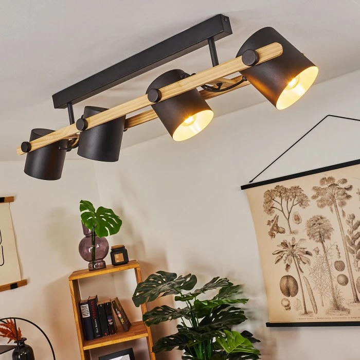 Hofstein Rebbenas Deckenleuchte Schwarz, Naturfarben, 4-flammig – Bild 13