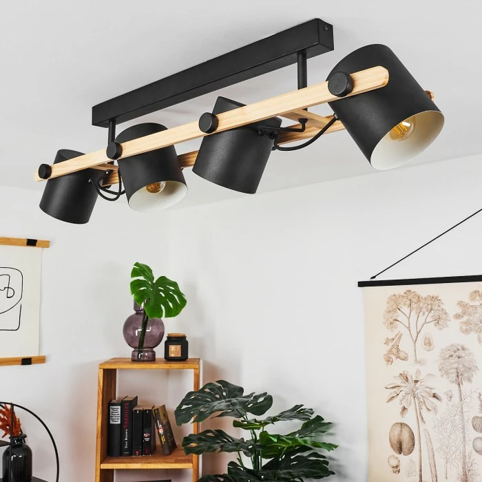 Hofstein Rebbenas Deckenleuchte Schwarz, Naturfarben, 4-flammig – Bild 14