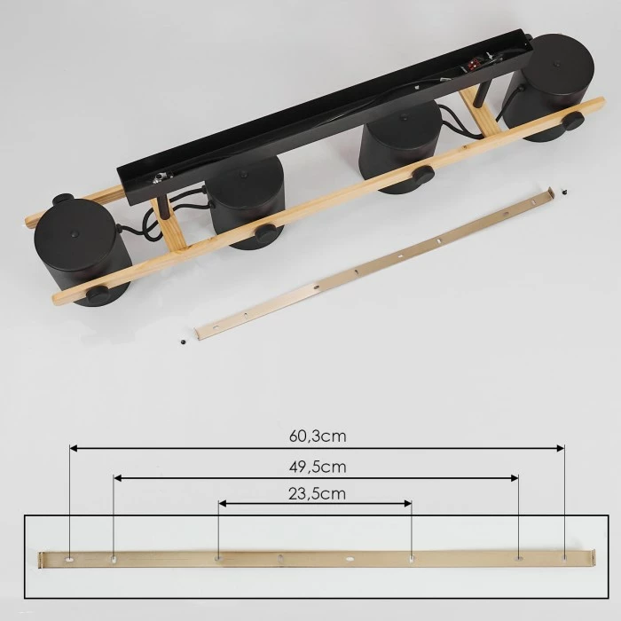 Hofstein Rebbenas Deckenleuchte Schwarz, Naturfarben, 4-flammig – Bild 5
