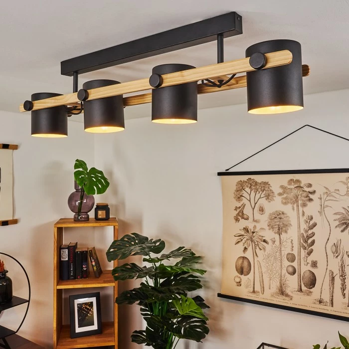 Hofstein Rebbenas Deckenleuchte Schwarz, Naturfarben, 4-flammig – Bild 9