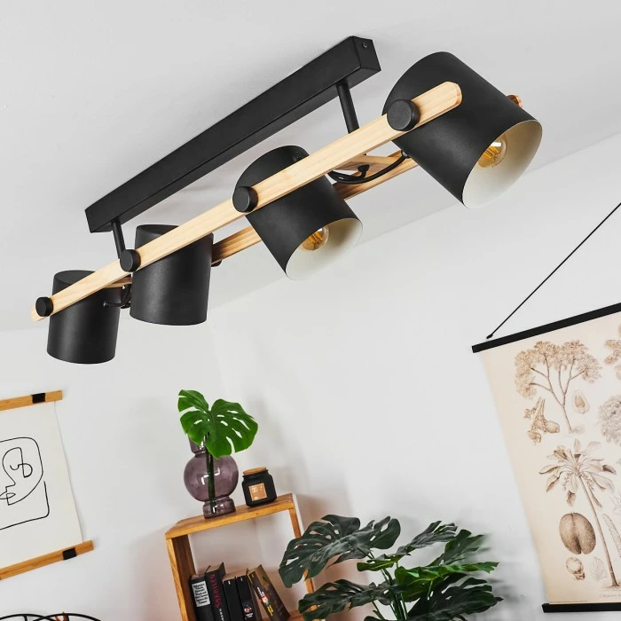 Hofstein Rebbenas Deckenleuchte Schwarz, Naturfarben, 4-flammig – Bild 10