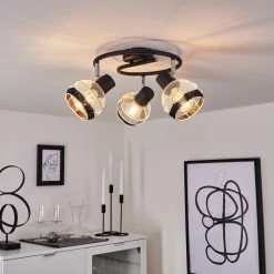 Hofstein Revsbotn Deckenleuchte Chrom, Schwarz, 3-flammig