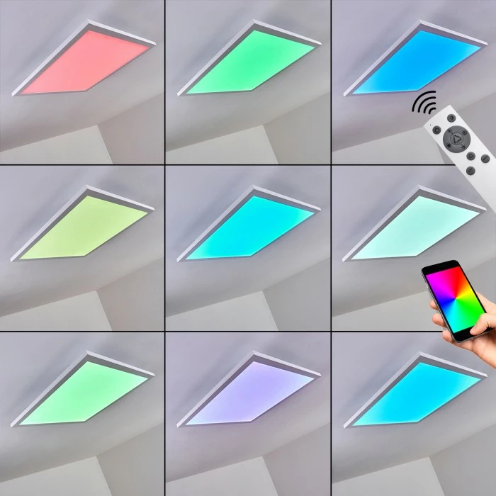 Hofstein Salmi Deckenpanel LED Weiß, 1-flammig, Fernbedienung, Farbwechsler – Bild 11