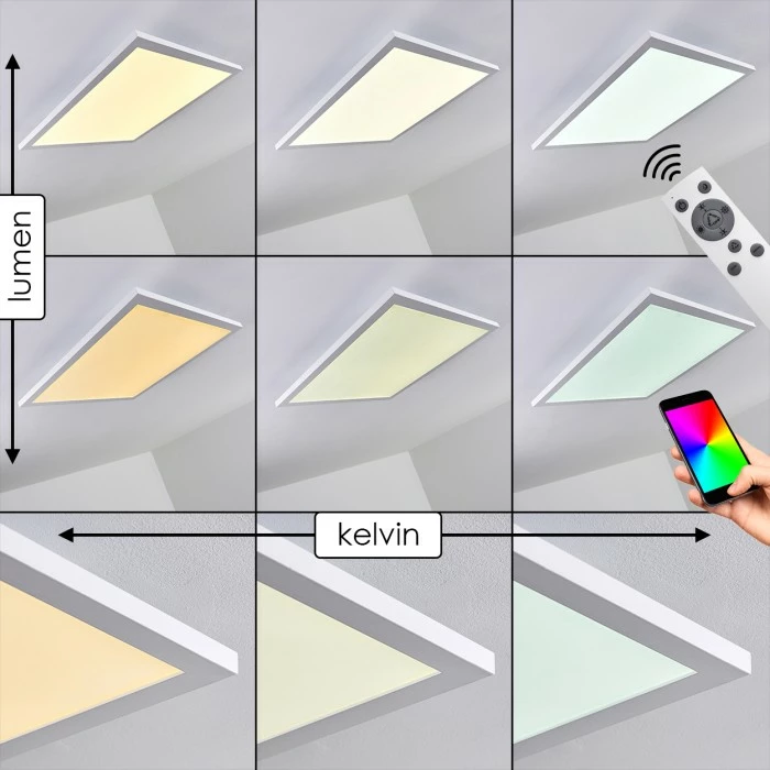 Hofstein Salmi Deckenpanel LED Weiß, 1-flammig, Fernbedienung, Farbwechsler – Bild 6