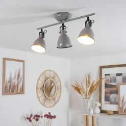 Hofstein Selki Deckenleuchte Grau, 3-flammig