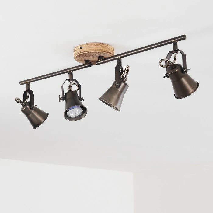 Hofstein Skodsbol Deckenleuchte Grau, Hellbraun, Stahl gebürstet, 4-flammig – Bild 20