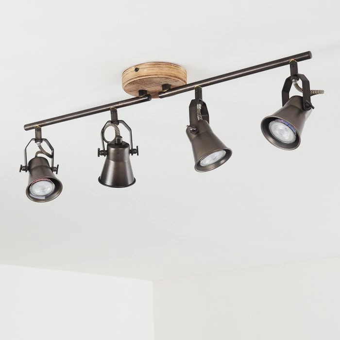 Hofstein Skodsbol Deckenleuchte Grau, Hellbraun, Stahl gebürstet, 4-flammig – Bild 21