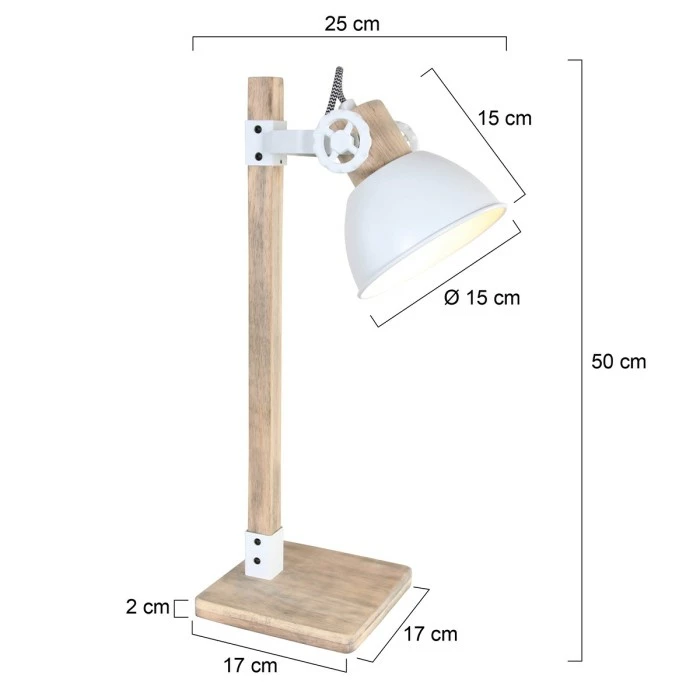 Steinhauer Gearwood Tischleuchte Weiß, Holz dunkel, 1-flammig – Bild 7