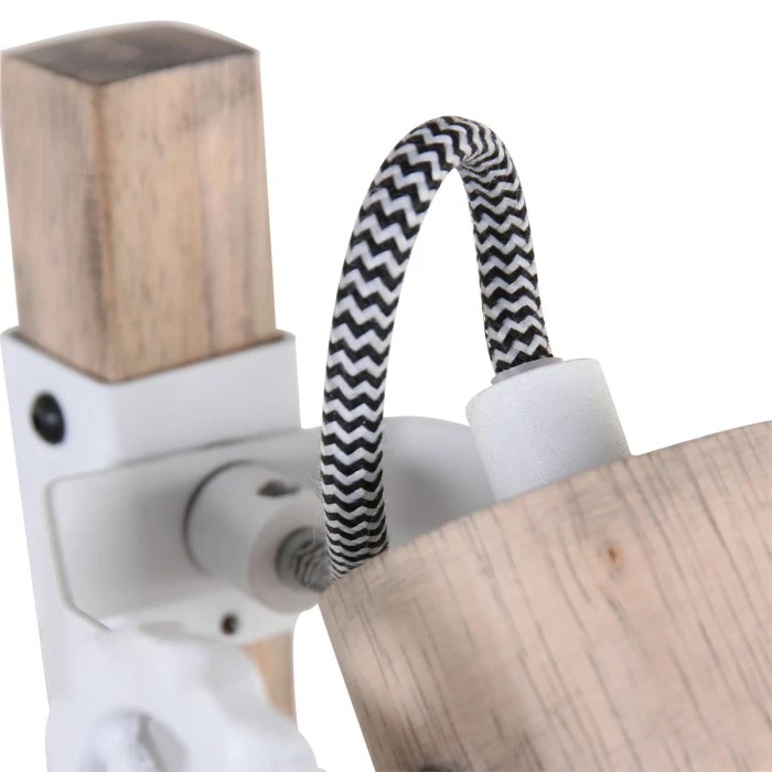 Steinhauer Gearwood Tischleuchte Weiß, Holz dunkel, 1-flammig – Bild 10