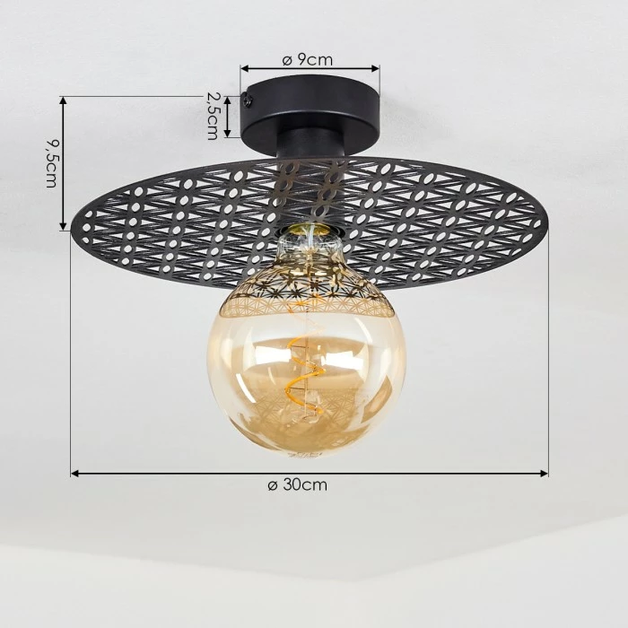 Hofstein Tebabui Deckenleuchte Schwarz, 1-flammig – Bild 4