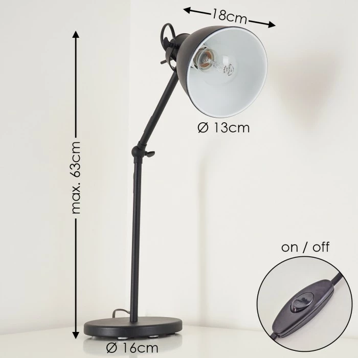 Hofstein Timola Tischleuchte Schwarz, 1-flammig – Bild 2
