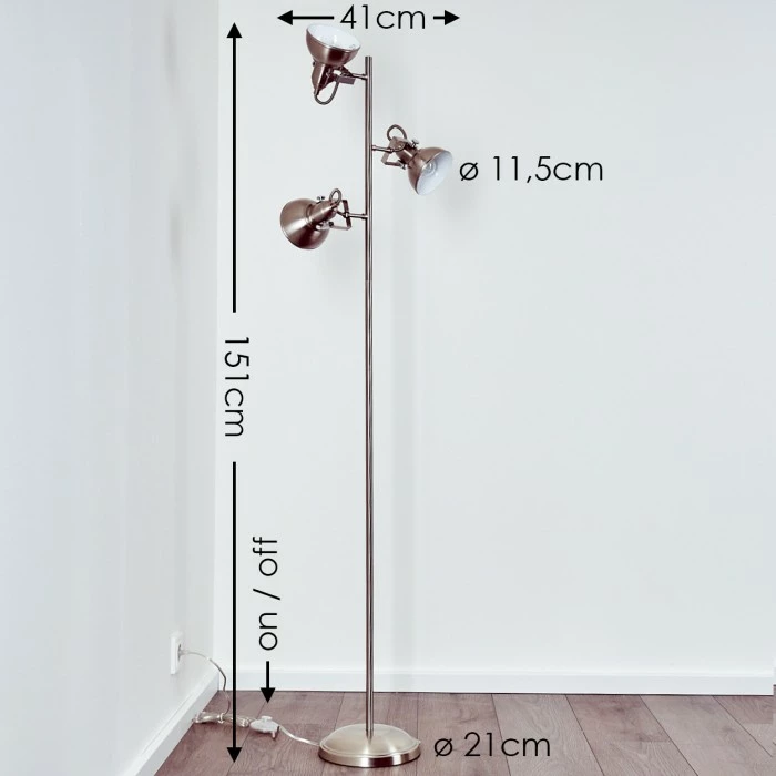 Reality Tina Stehleuchte Nickel-Matt, 3-flammig – Bild 2