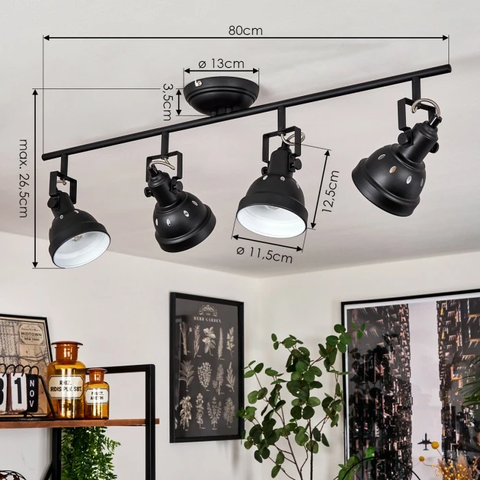 Hofstein Tita Deckenleuchte Chrom, Schwarz, 4-flammig – Bild 4