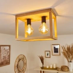 Hofstein Torreglia Deckenleuchte Schwarz, Braun, 2-flammig