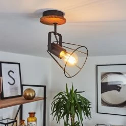 Hofstein Uatuasa Deckenleuchte Schwarz, Naturfarben, 1-flammig