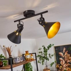 Hofstein Upiano Deckenleuchte Chrom, Schwarz, 2-flammig