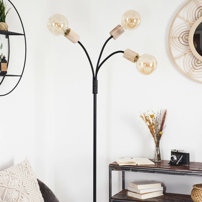 Hofstein Vasanello Stehleuchte Schwarz, Braun, 3-flammig – Bild 13