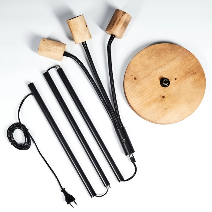 Hofstein Vasanello Stehleuchte Schwarz, Braun, 3-flammig – Bild 5