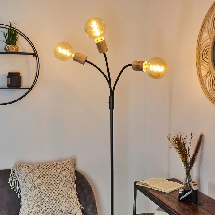 Hofstein Vasanello Stehleuchte Schwarz, Braun, 3-flammig – Bild 9