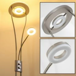 Hofstein Watino Deckenfluter LED Nickel-Matt, 3-flammig