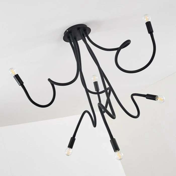 Hofstein Wertach Deckenleuchte Schwarz, 6-flammig – Bild 12