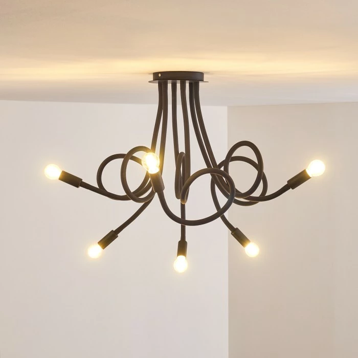 Hofstein Wertach Deckenleuchte Schwarz, 6-flammig – Bild 15