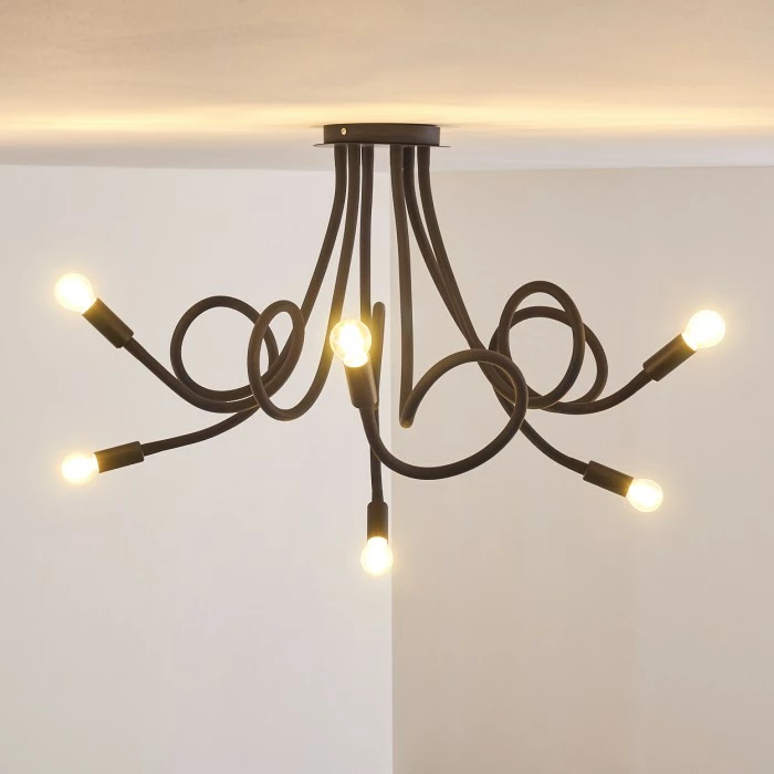 Hofstein Wertach Deckenleuchte Schwarz, 6-flammig – Bild 17