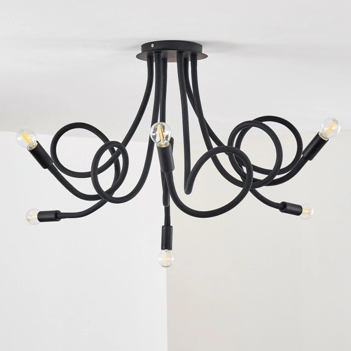 Hofstein Wertach Deckenleuchte Schwarz, 6-flammig – Bild 6