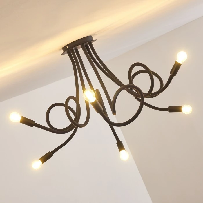 Hofstein Wertach Deckenleuchte Schwarz, 6-flammig – Bild 9