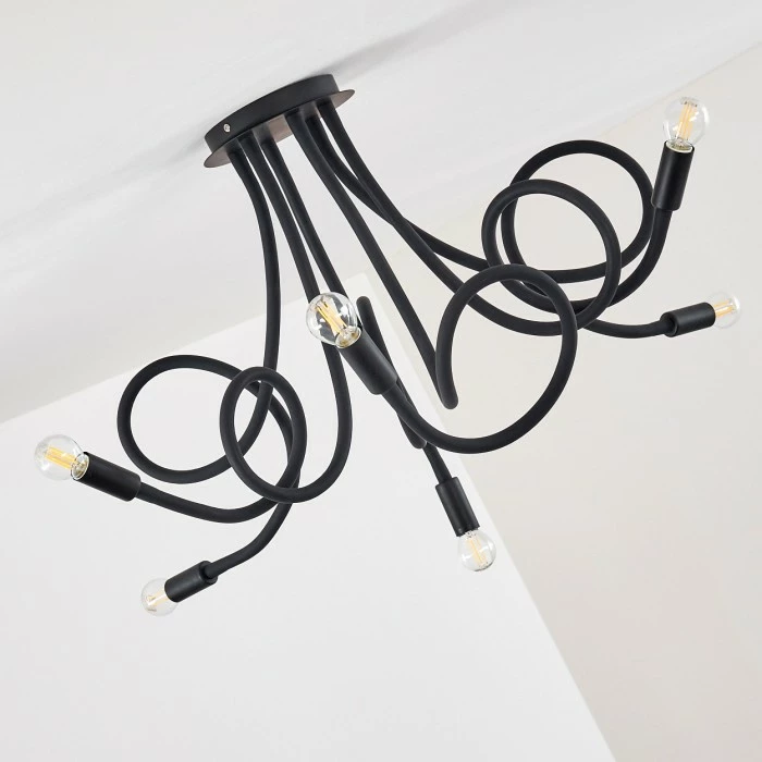 Hofstein Wertach Deckenleuchte Schwarz, 6-flammig – Bild 10