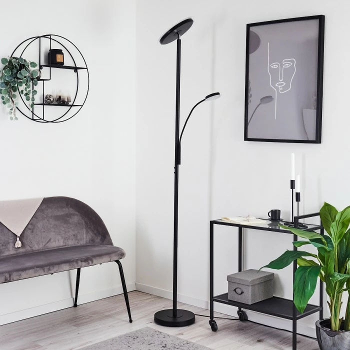 Hofstein Wonsbek Deckenfluter LED Schwarz, 2-flammig – Bild 12