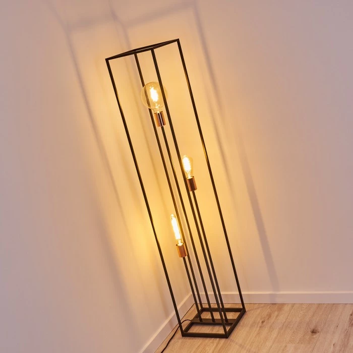 Hofstein Yuhigaoka Stehleuchte Schwarz, Kupferfarben, 3-flammig – Bild 15