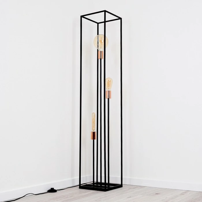 Hofstein Yuhigaoka Stehleuchte Schwarz, Kupferfarben, 3-flammig – Bild 4