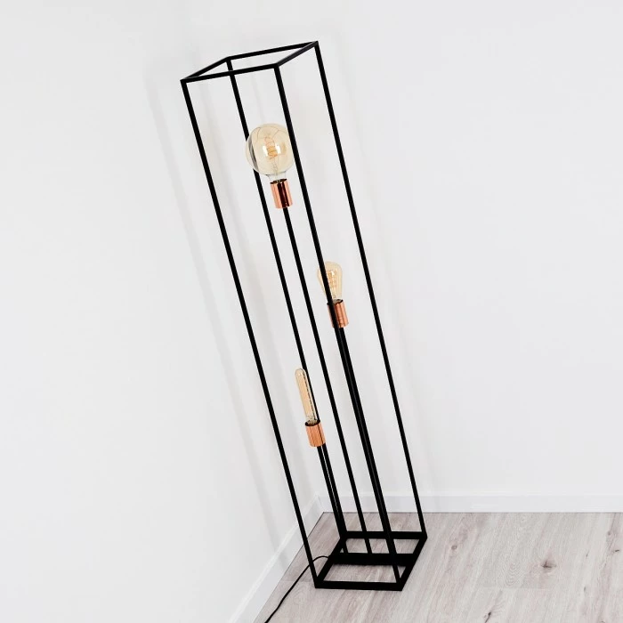 Hofstein Yuhigaoka Stehleuchte Schwarz, Kupferfarben, 3-flammig – Bild 6