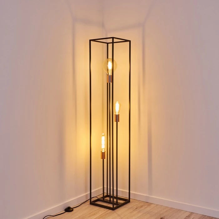 Hofstein Yuhigaoka Stehleuchte Schwarz, Kupferfarben, 3-flammig – Bild 7