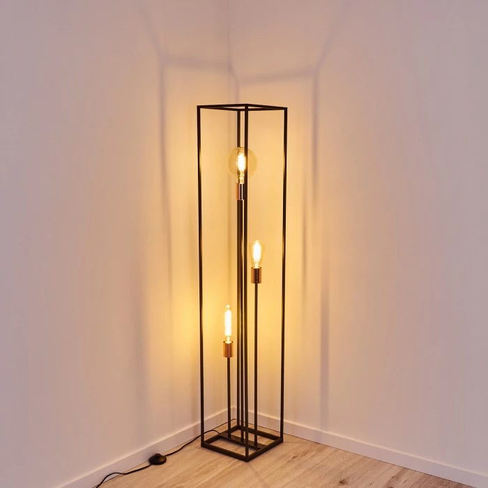 Hofstein Yuhigaoka Stehleuchte Schwarz, Kupferfarben, 3-flammig – Bild 9