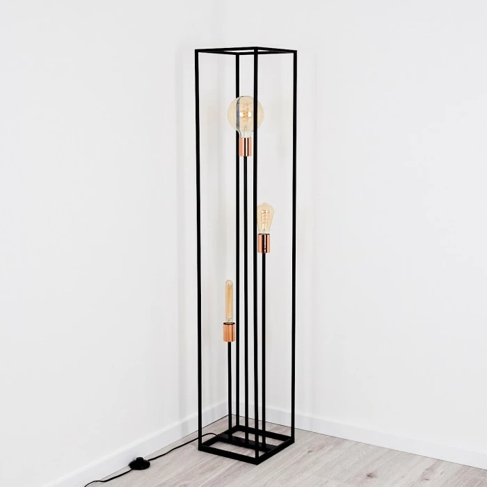 Hofstein Yuhigaoka Stehleuchte Schwarz, Kupferfarben, 3-flammig – Bild 10