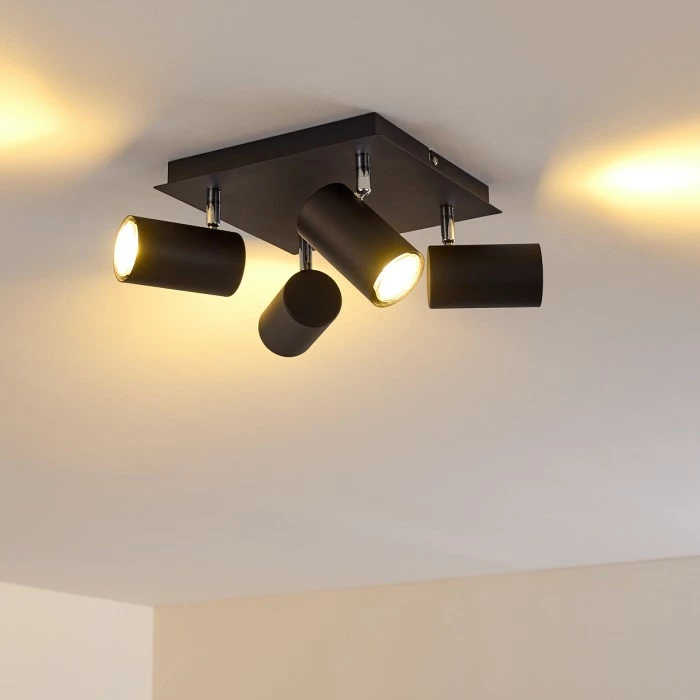 Hofstein Zuoz Deckenleuchte Chrom, Schwarz, 4-flammig – Bild 7