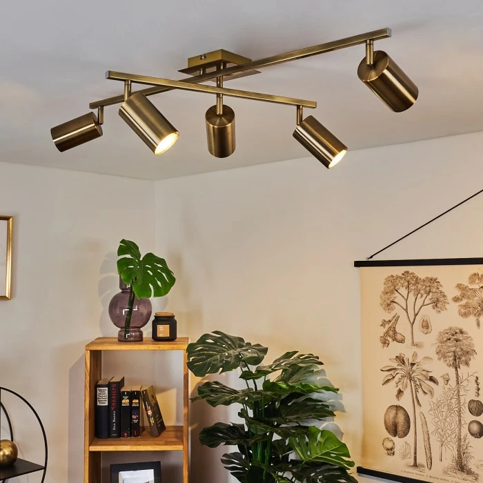 Hofstein Zuoz Deckenleuchte Altmessing, 5-flammig