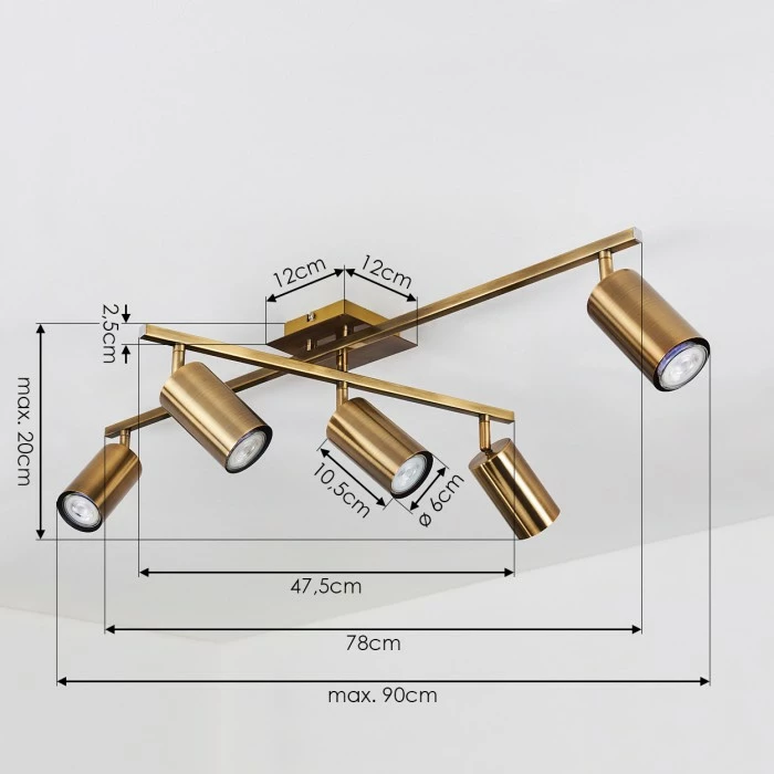 Hofstein Zuoz Deckenleuchte Altmessing, 5-flammig – Bild 4